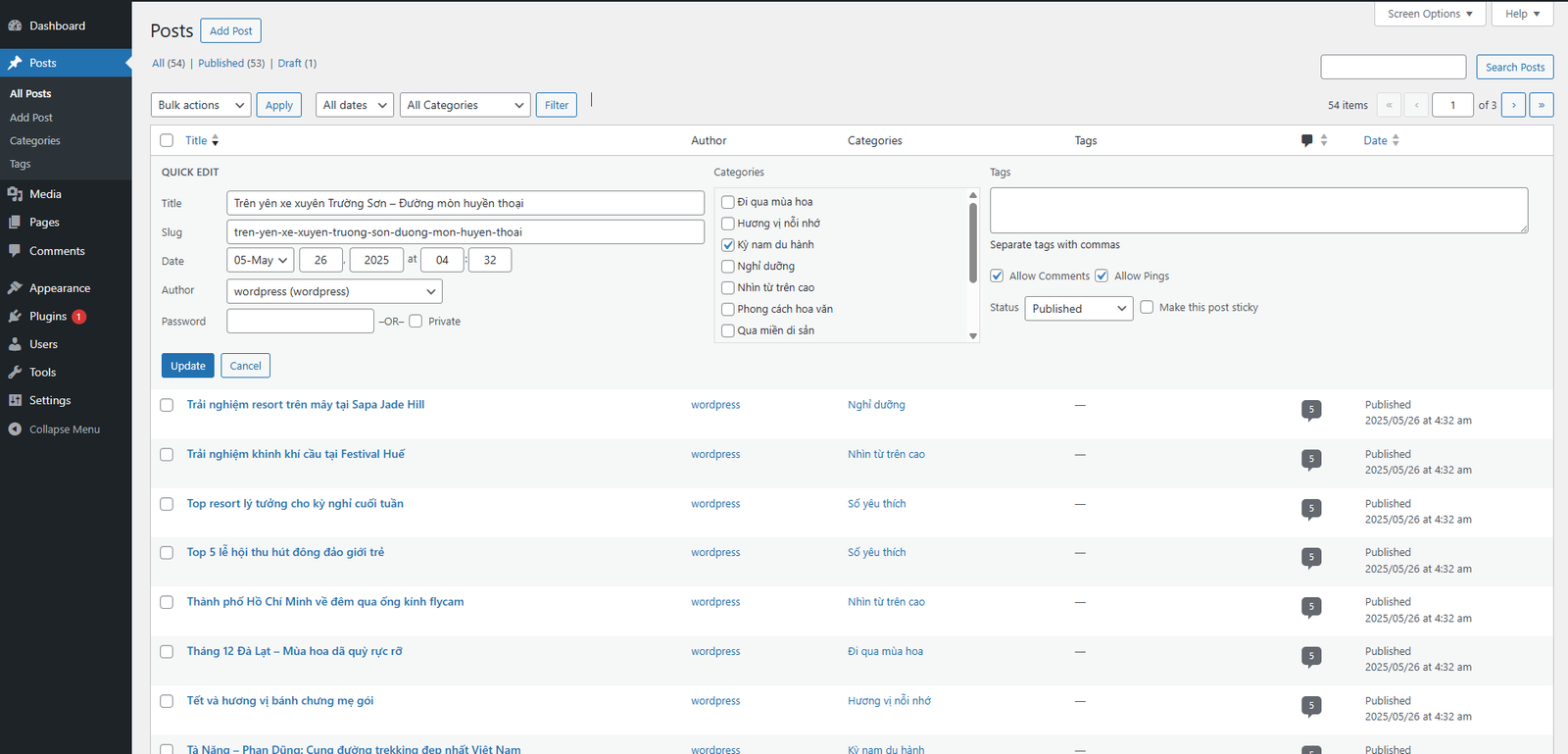 Thao tác tắt mở bình luận bài viết